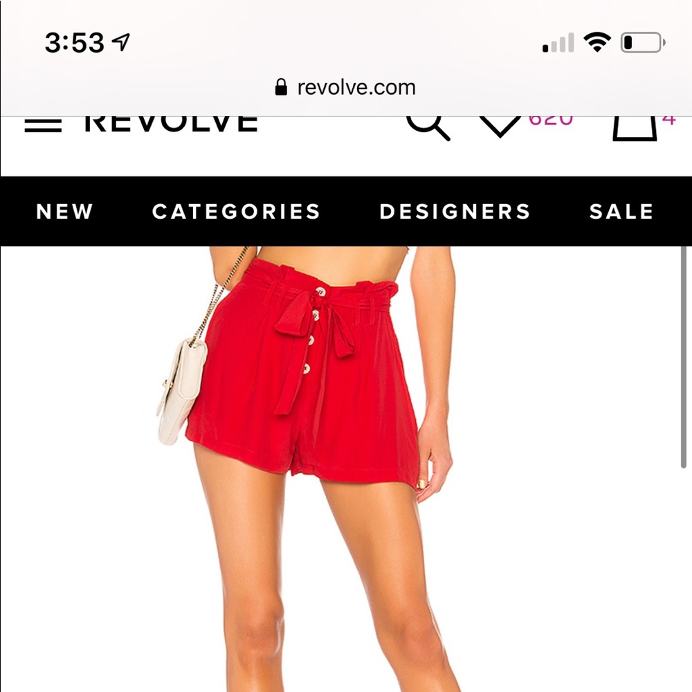 Revolve Red Paperbag shorts